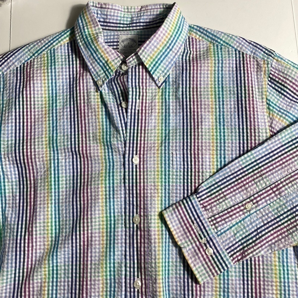 Brooks Brothers, men’s long sleeve, shirt, size L multicolored, original polo